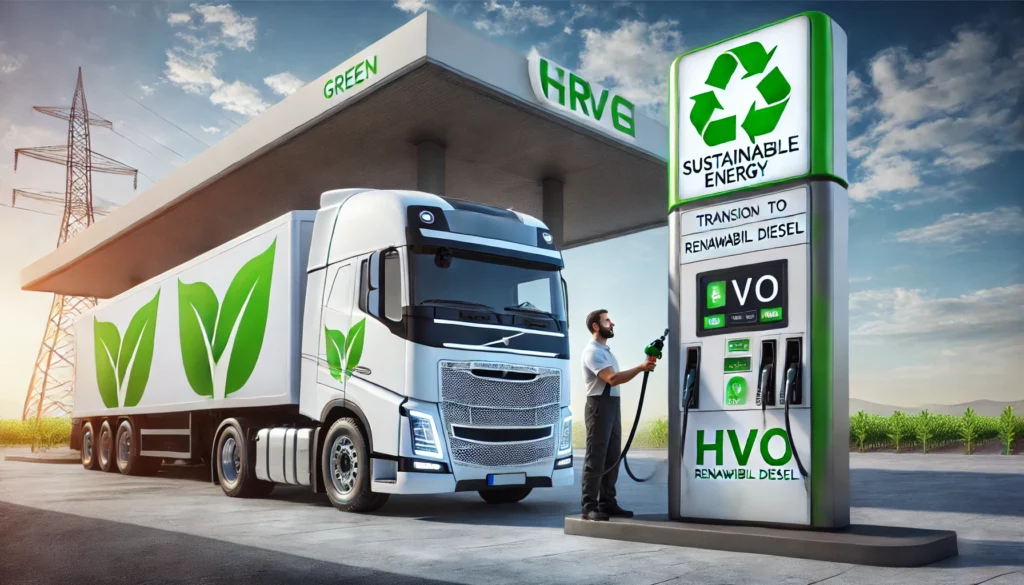 truck refueling hydrotreated vegetable oil at a station